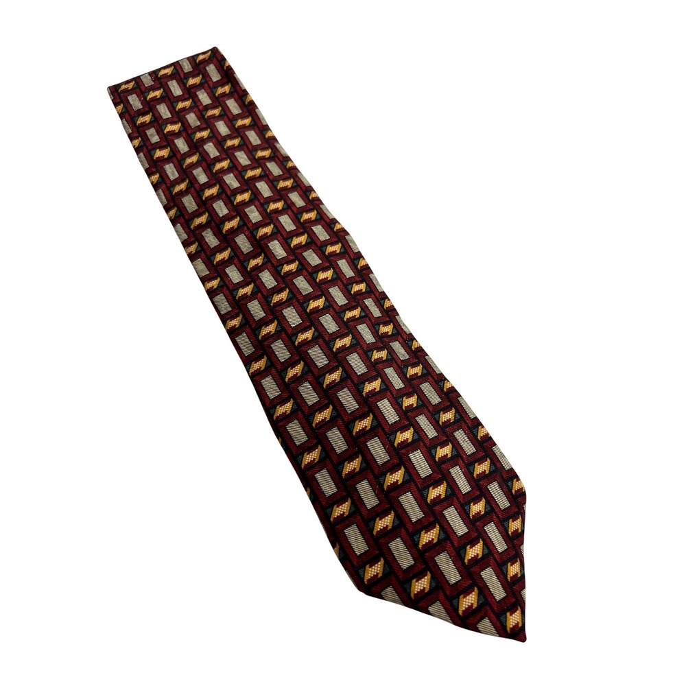 Vintage Dimitrius Necktie One Size‎ Burgundy Geometric Silk Formal Business A24